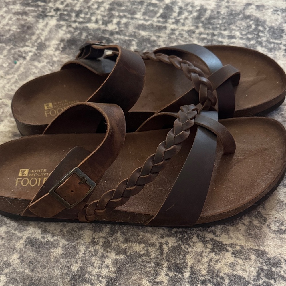 White Mountain Dark Brown Braided Sandals